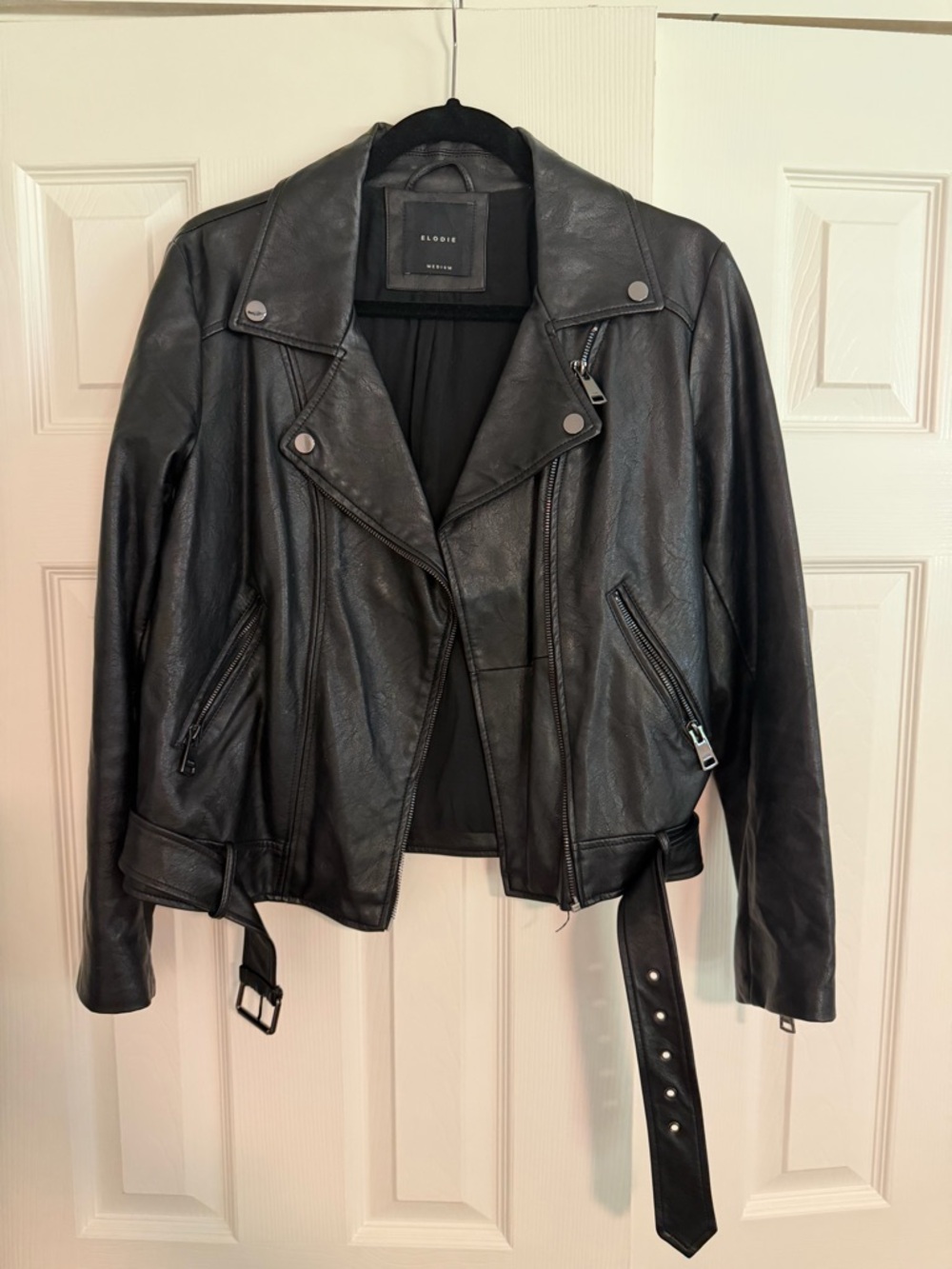 Eloise Black Faux Leather Biker Jacket